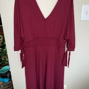 Eloquii Deep Red Long Sleeve Dress